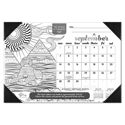 2025 Wonders Of The World Home Edition Desk Blotter Coloring Calendar (19" x 13")