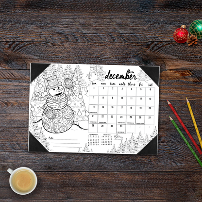 2025 "Christmas" Holiday Home Edition Desk Blotter Coloring Calendar (19" x 13")