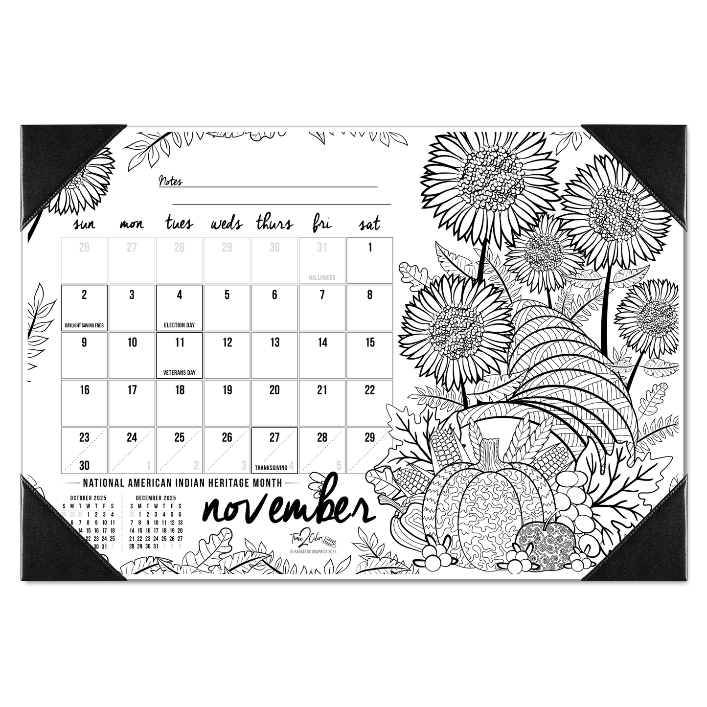 2025 "Christmas" Holiday Home Edition Desk Blotter Coloring Calendar (19" x 13")