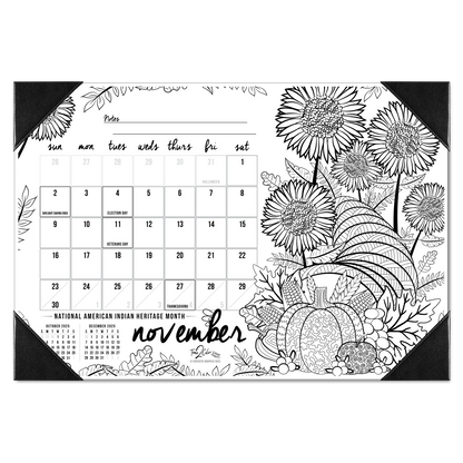 2025 "Christmas" Holiday Home Edition Desk Blotter Coloring Calendar (19" x 13")