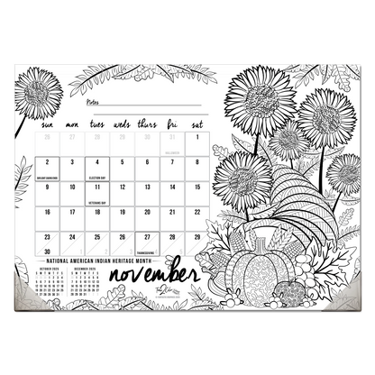 2025 "Christmas" Holiday Office Edition Desk Blotter/Wall Coloring Calendar (22.5" x 16")