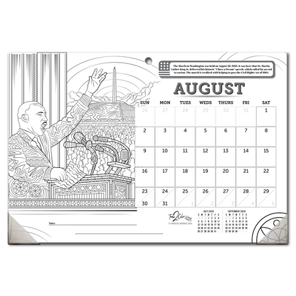 2026 Great Events in American History Home Edition Desk Blotter/Wall Coloring Calendar (19"x 13")