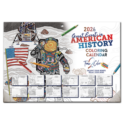 2026 Great Events in American History Home Edition Desk Blotter/Wall Coloring Calendar (19"x 13")