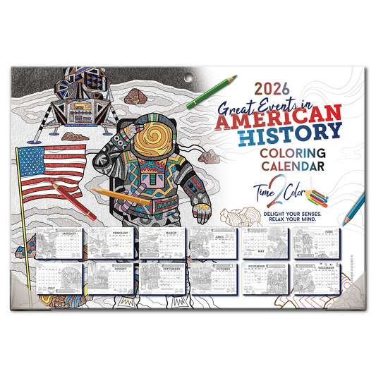 2026 Great Events in American History Home Edition Desk Blotter/Wall Coloring Calendar (19"x 13")