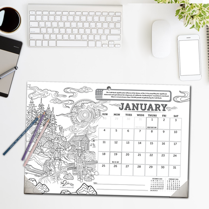 2026 Great Events in American History Home Edition Desk Blotter/Wall Coloring Calendar (19"x 13")