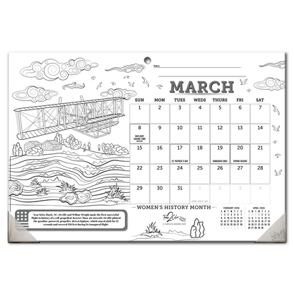 2026 Great Events in American History Home Edition Desk Blotter/Wall Coloring Calendar (19"x 13")