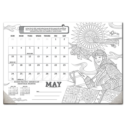2026 Great Events in American History Home Edition Desk Blotter/Wall Coloring Calendar (19"x 13")