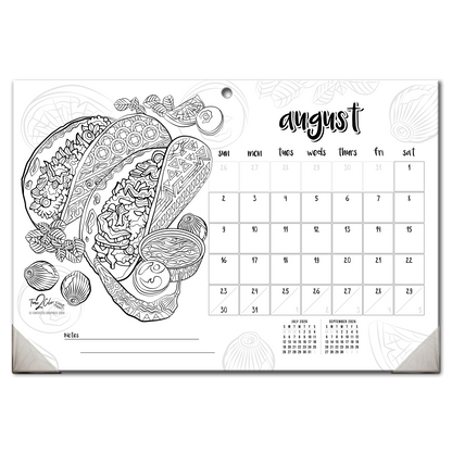 2026 Favorite Foods Home Edition Desk Blotter/Wall Coloring Calendar (19" x 13")