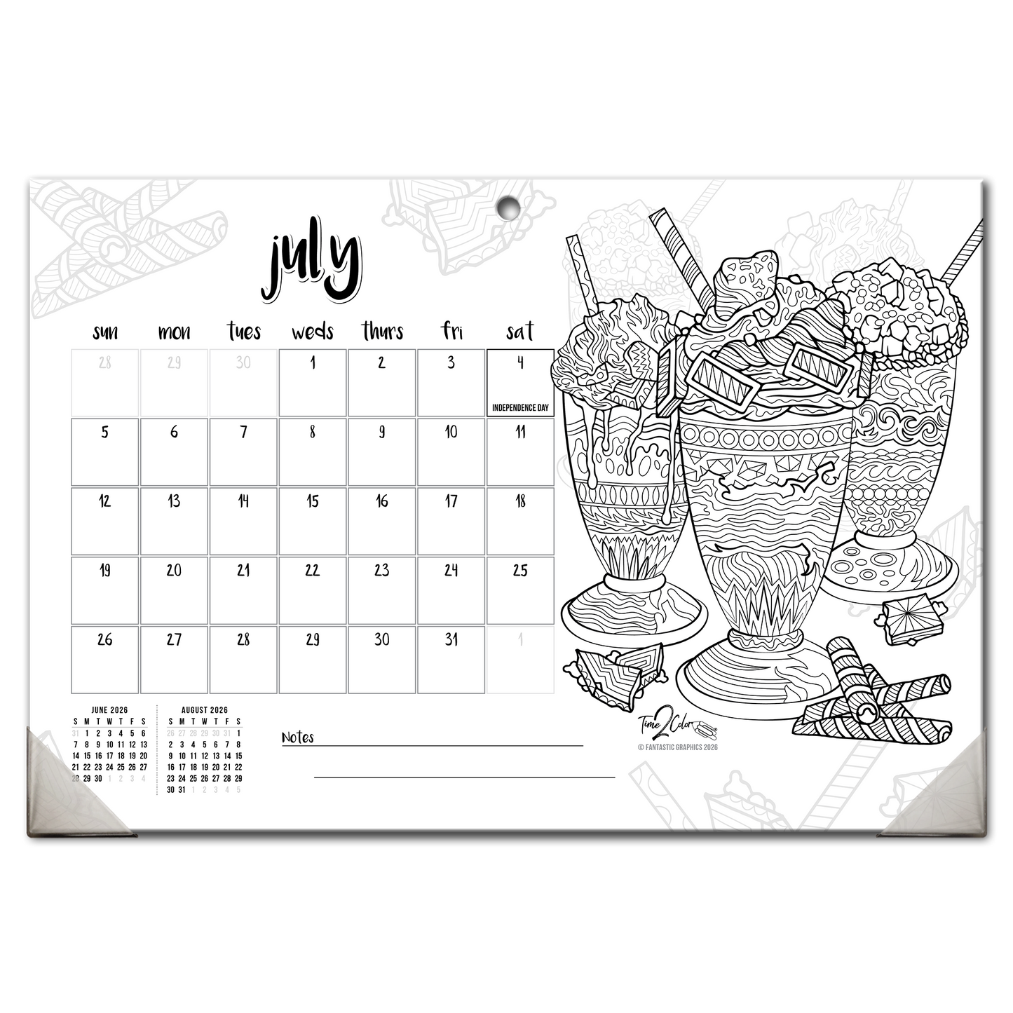 2026 Favorite Foods Home Edition Desk Blotter/Wall Coloring Calendar (19" x 13")