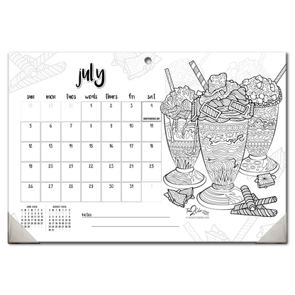 2026 Favorite Foods Home Edition Desk Blotter/Wall Coloring Calendar (19" x 13")