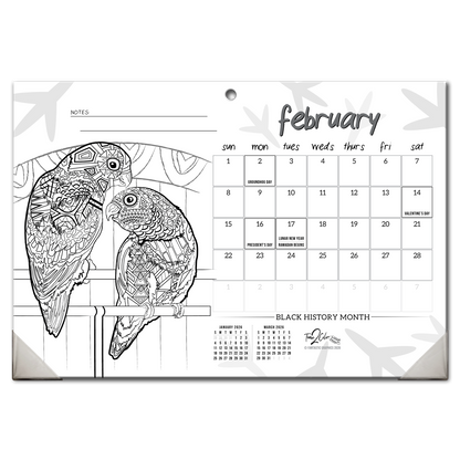 2026 Furry Friends Home Edition Desk Blotter/Wall Coloring Calendar (19" x 13")
