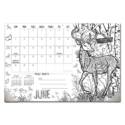 2026 Nature Home Edition Desk Blotter/Wall Coloring Calendar (19" x 13")