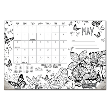 2026 Nature Home Edition Desk Blotter/Wall Coloring Calendar (19" x 13")