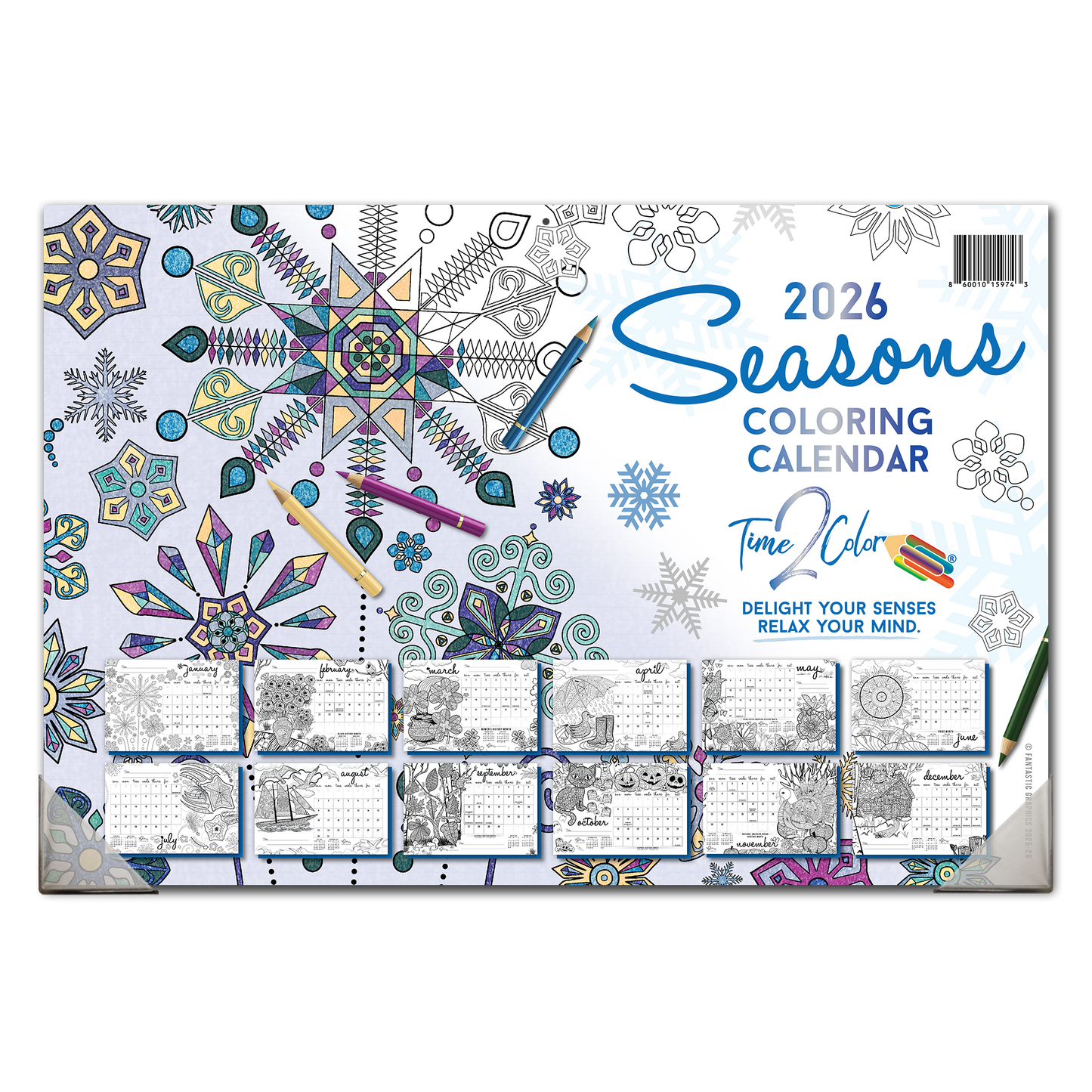 2026 Seasons Home Edition Desk Blotter/Wall Coloring Calendar (19" x 13")