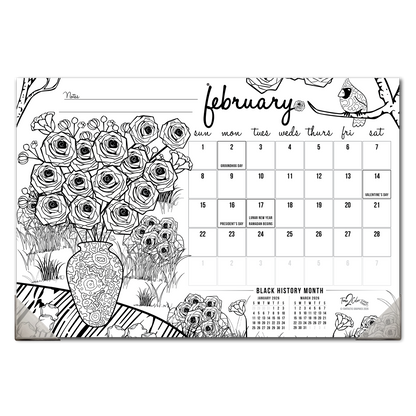 2026 Seasons Home Edition Desk Blotter/Wall Coloring Calendar (19" x 13")