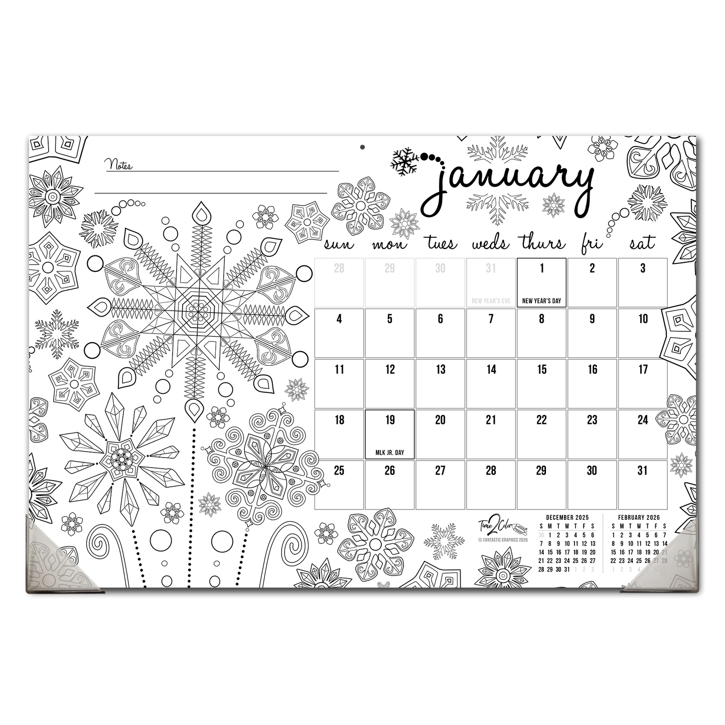 2026 Seasons Home Edition Desk Blotter/Wall Coloring Calendar (19" x 13")