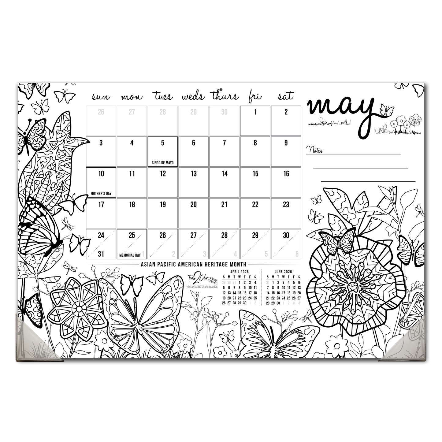2026 Seasons Home Edition Desk Blotter/Wall Coloring Calendar (19" x 13")