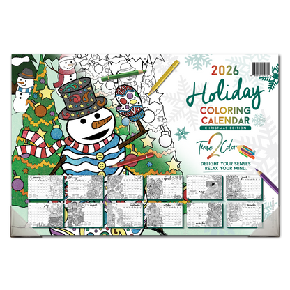 2026 "Christmas" Holiday Home Edition Desk Blotter/Wall Coloring Calendar (19" x 13")