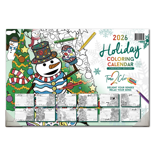 2026 "Christmas" Holiday Home Edition Desk Blotter/Wall Coloring Calendar (19" x 13")