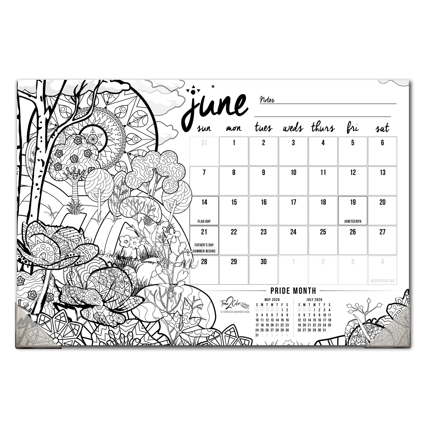 2026 "Christmas" Holiday Home Edition Desk Blotter/Wall Coloring Calendar (19" x 13")