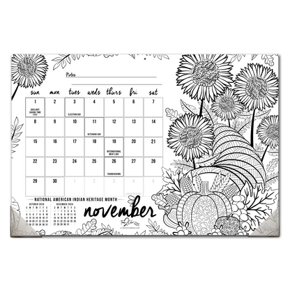 2026 "Christmas" Holiday Home Edition Desk Blotter/Wall Coloring Calendar (19" x 13")