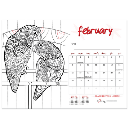 2026 Furry Friends Standing Lucite Desktop Coloring Calendar (8.5" x 6")
