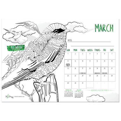 2026 Nature Standing Lucite Desktop Coloring Calendar (8.5" x 6")