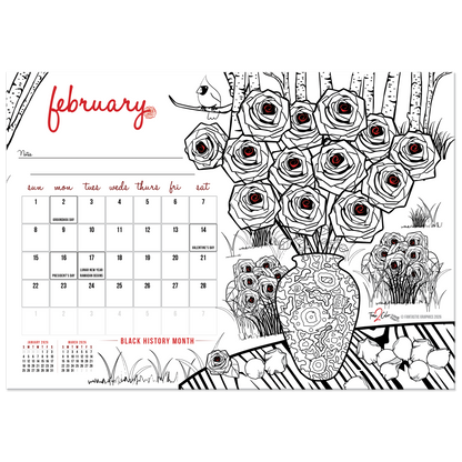 2026 Seasons Standing Lucite Desktop Coloring Calendar (8.5" x 6")