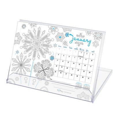 2026 Seasons Standing Lucite Desktop Coloring Calendar (8.5" x 6")