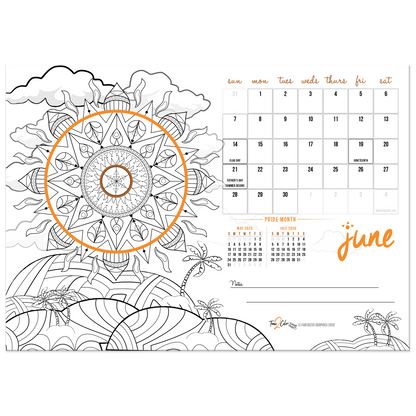 2026 Seasons Standing Lucite Desktop Coloring Calendar (8.5" x 6")