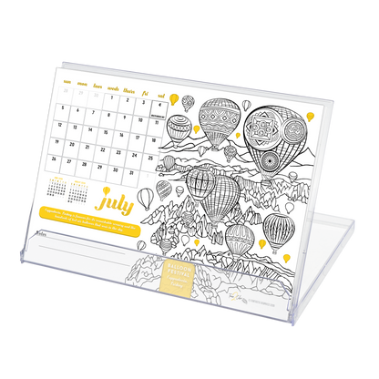 2026 Wonders of the World Standing Lucite Desktop Coloring Calendar (8.5" x 6")
