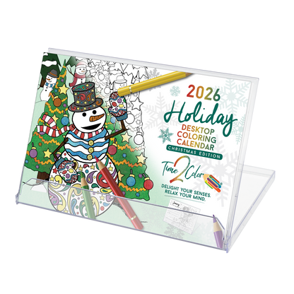 2026 "Christmas" Holiday Standing Lucite Desktop Coloring Calendar (8.5" x 6")
