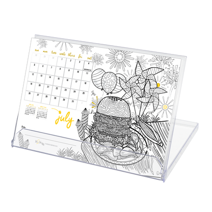 2026 "Christmas" Holiday Standing Lucite Desktop Coloring Calendar (8.5" x 6")