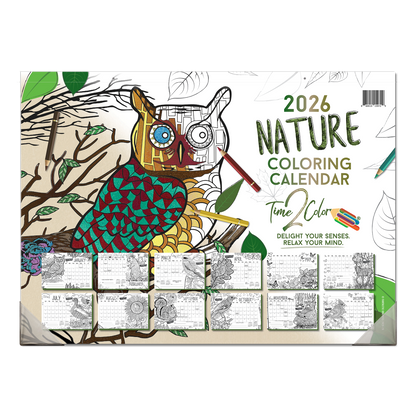 2026 Nature Office Edition Desk Blotter/Wall Coloring Calendar (22" x 16")
