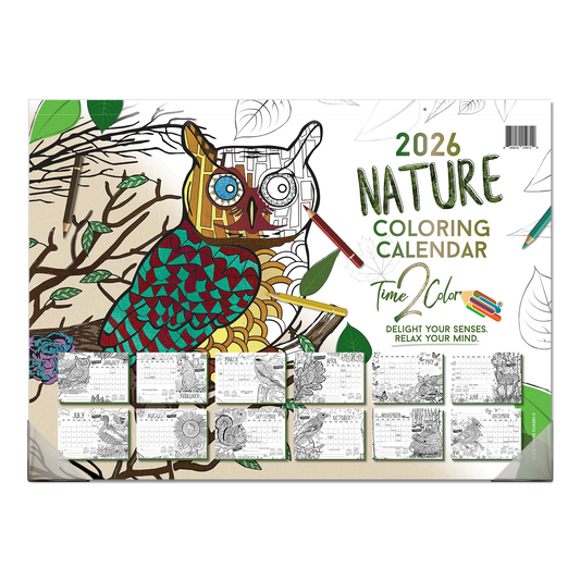 2026 Nature Office Edition Desk Blotter/Wall Coloring Calendar (22" x 16")