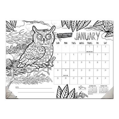 2026 Nature Office Edition Desk Blotter/Wall Coloring Calendar (22" x 16")