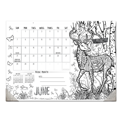 2026 Nature Office Edition Desk Blotter/Wall Coloring Calendar (22" x 16")