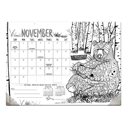 2026 Nature Office Edition Desk Blotter/Wall Coloring Calendar (22" x 16")