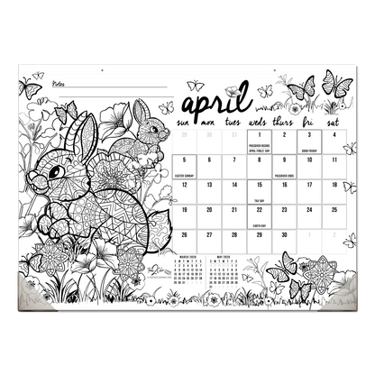 2026 "Christmas" Holiday Office Edition Desk Blotter/Wall Coloring Calendar (22" x 16")