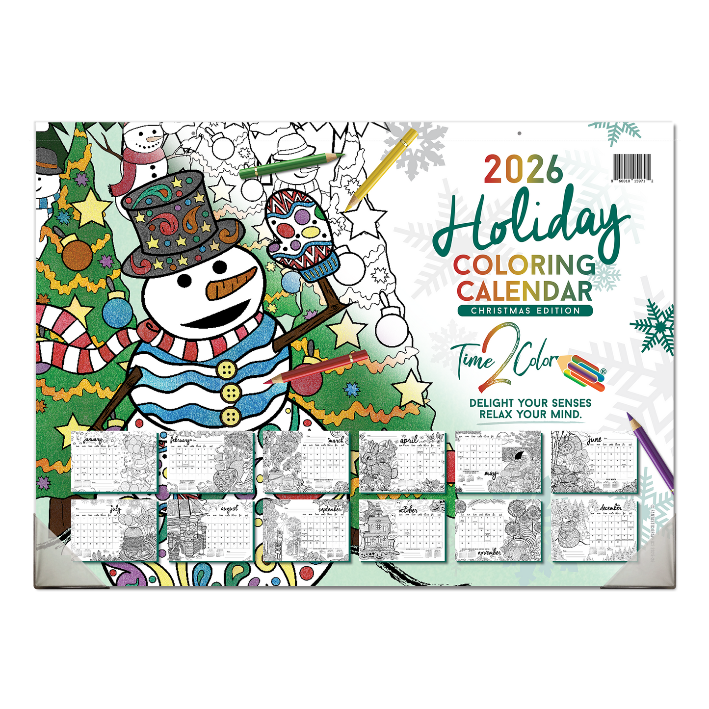 2026 "Christmas" Holiday Office Edition Desk Blotter/Wall Coloring Calendar (22" x 16")