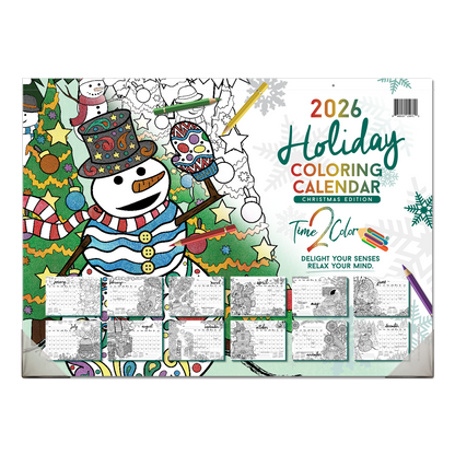 2026 "Christmas" Holiday Office Edition Desk Blotter/Wall Coloring Calendar (22" x 16")