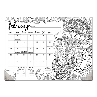 2026 "Christmas" Holiday Office Edition Desk Blotter/Wall Coloring Calendar (22" x 16")
