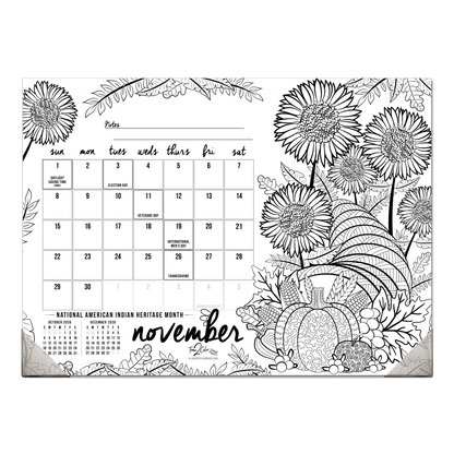 2026 "Christmas" Holiday Office Edition Desk Blotter/Wall Coloring Calendar (22" x 16")
