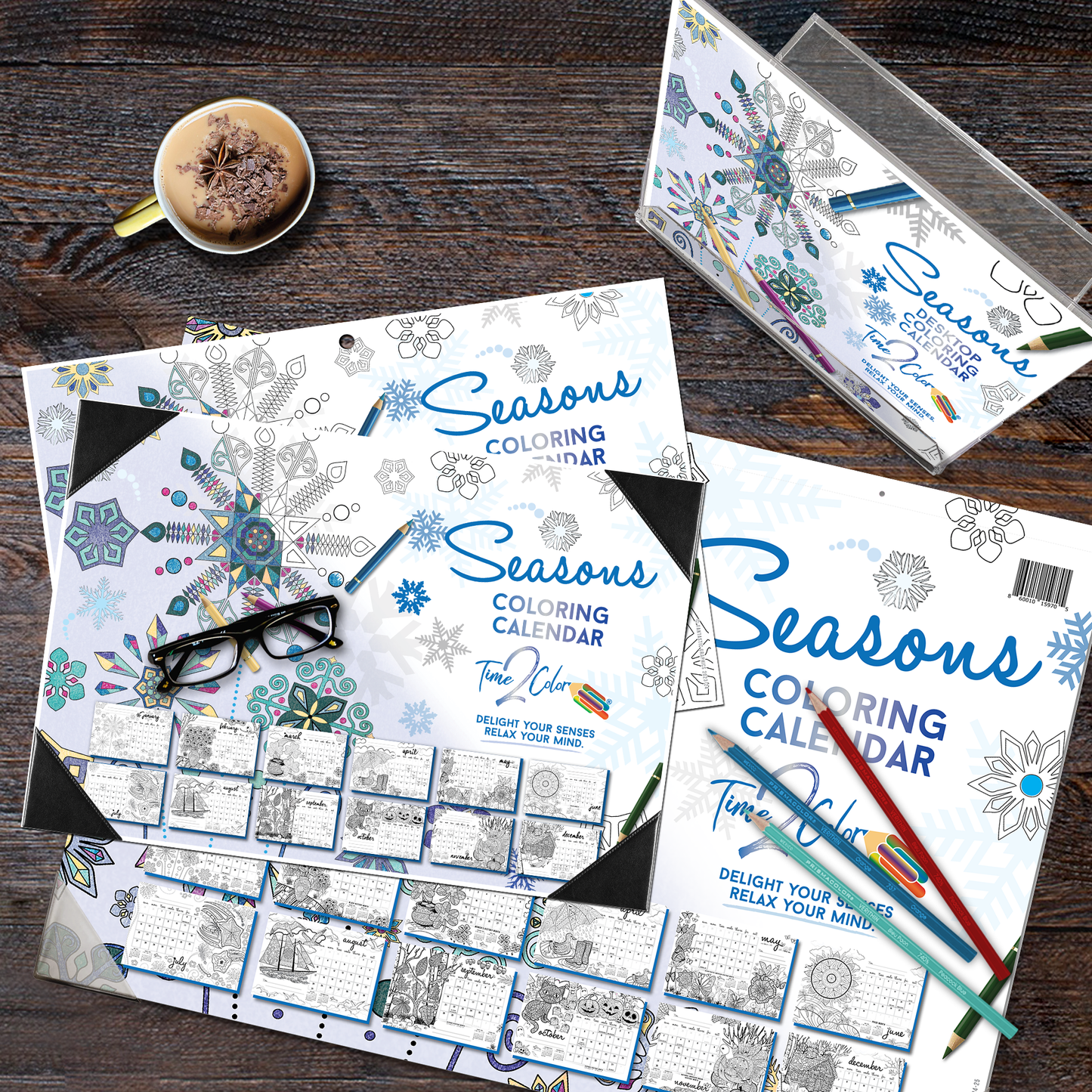 2025 Seasons Wall/Deskpad Coloring Calendar (19" x 13")