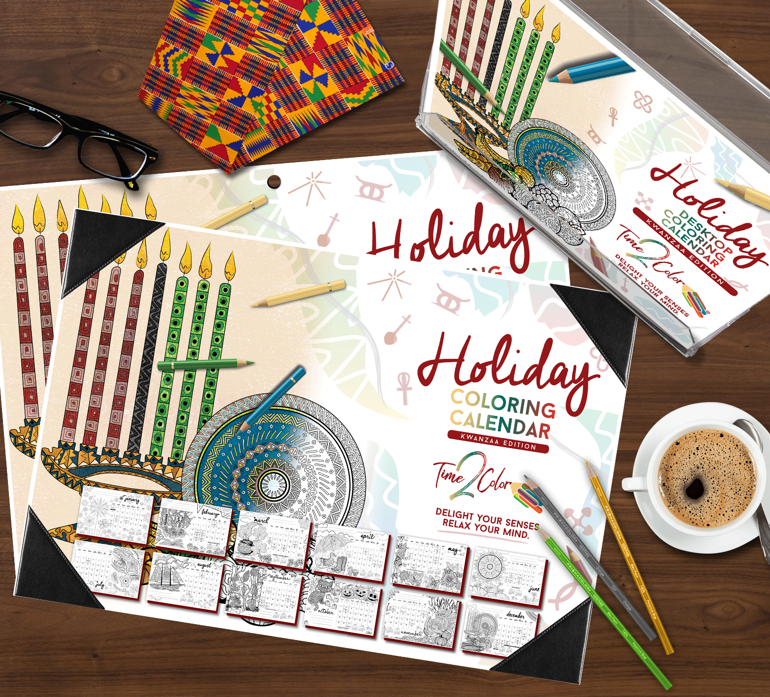 2024 Kwanzaa Edition Holiday Theme Desk Blotter Coloring Calendar