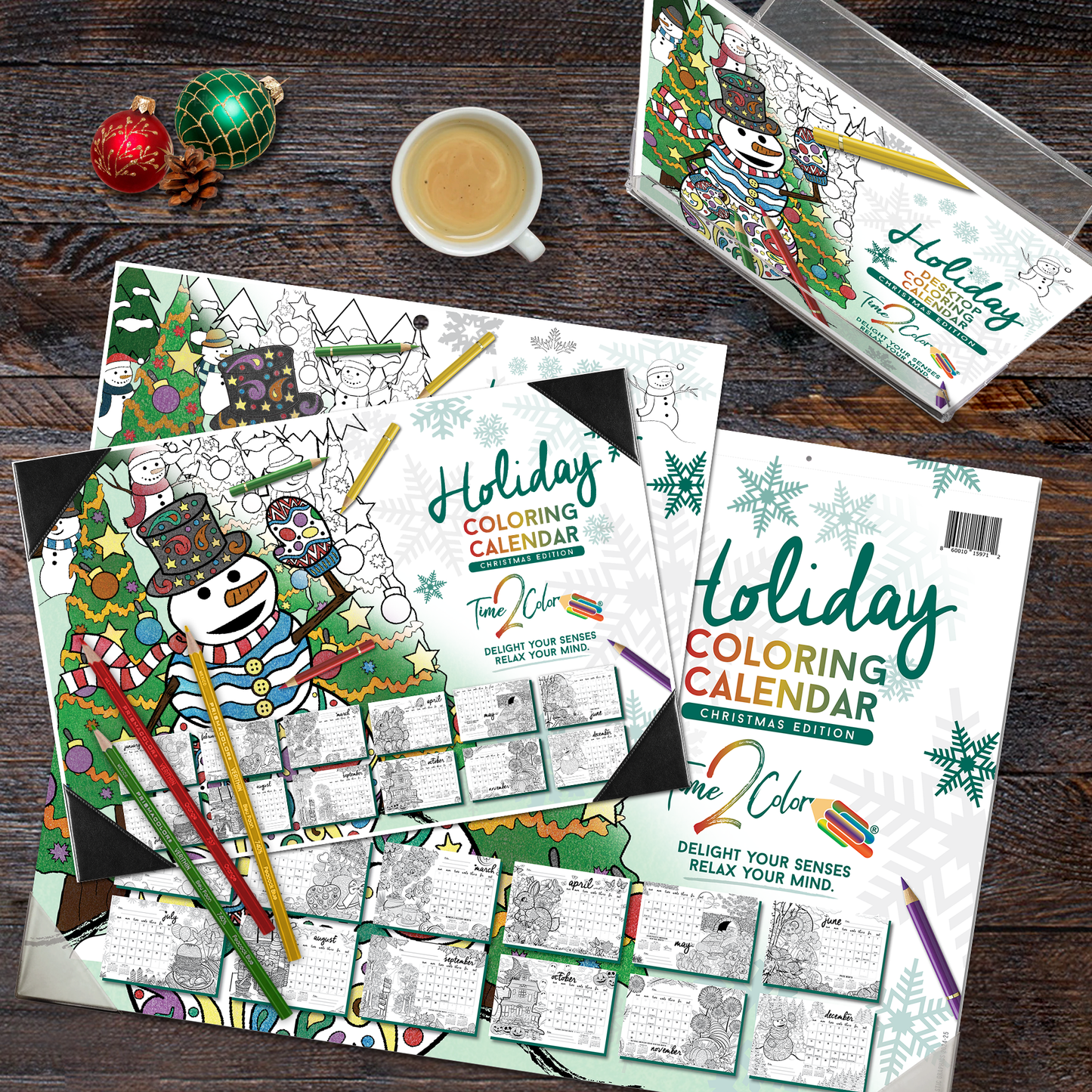 2025 "Christmas" Holiday Home Edition Desk Blotter Coloring Calendar (19" x 13")