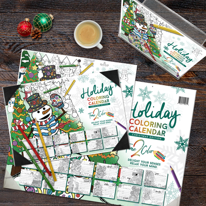 2025 "Christmas" Holiday Wall/Deskpad Coloring Calendar (19" x 13")