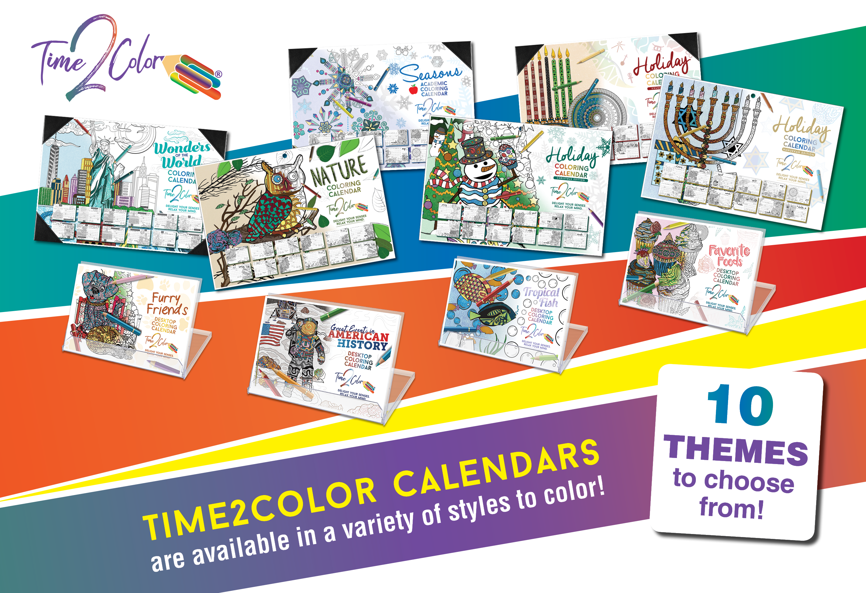 2024 Great Events in American History Theme Wall Coloring Calendar