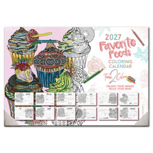 2027 Favorite Foods Home Edition Desk Blotter/Wall Coloring Calendar (19” x 13”)
