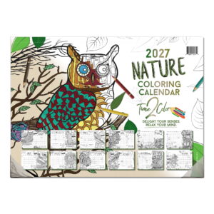 2027 Nature Office Edition Desk Blotter/Wall Coloring Calendar (22” x 16”)